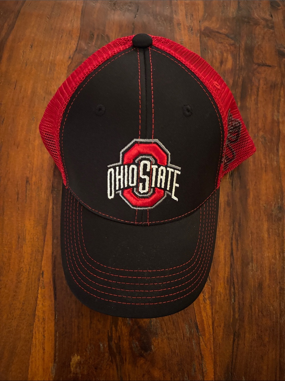 Ohio State Red and Black Logo Trucker Hat - Athletic Mesh Cap